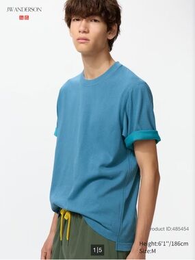 Uniqlo / JW ANDERSON - Bicolor T-Shirt (Color: 65 Blue, Unisex, Size: S)